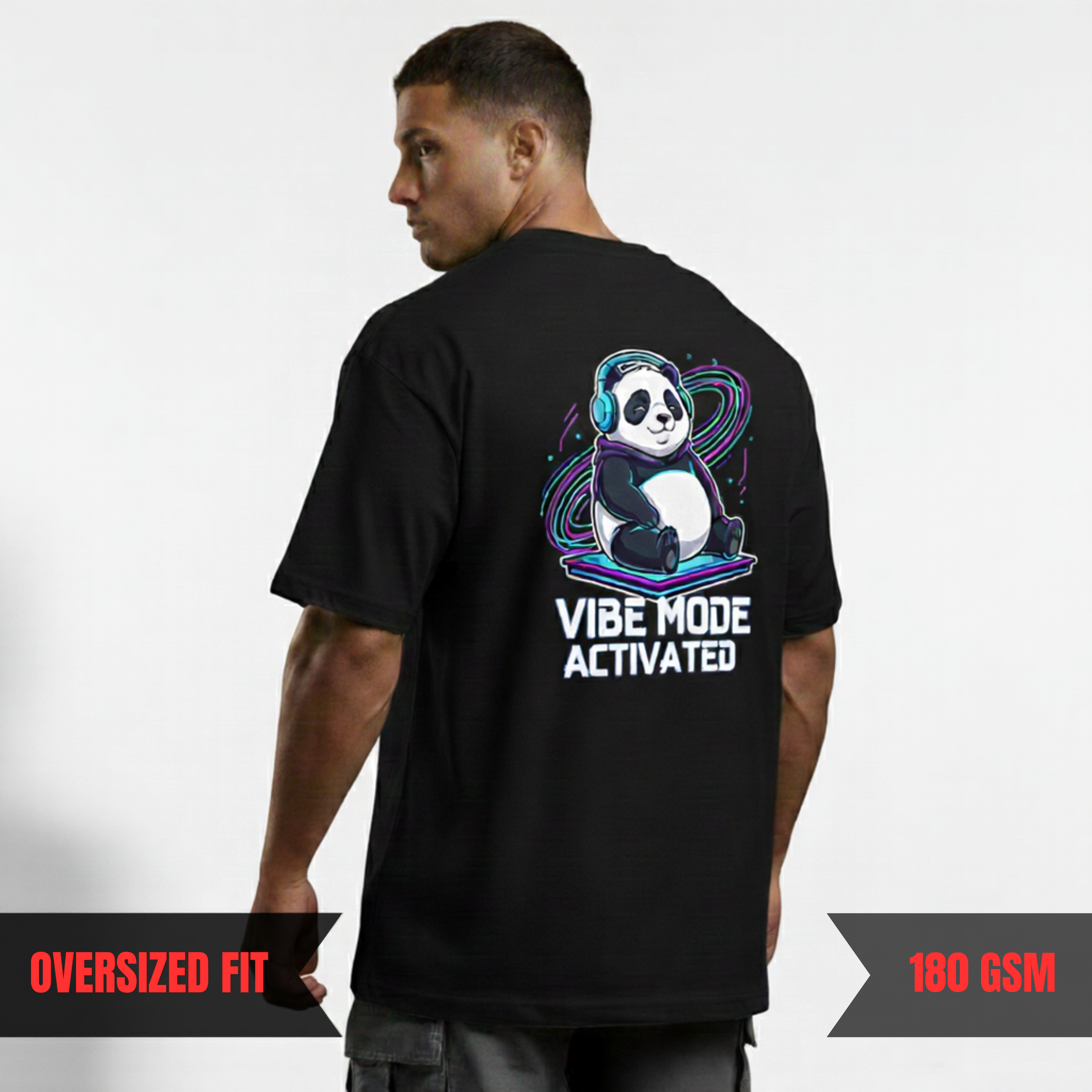 VIBE MODE ACTIVATED — Oversized Panda Tee (180 GSM)