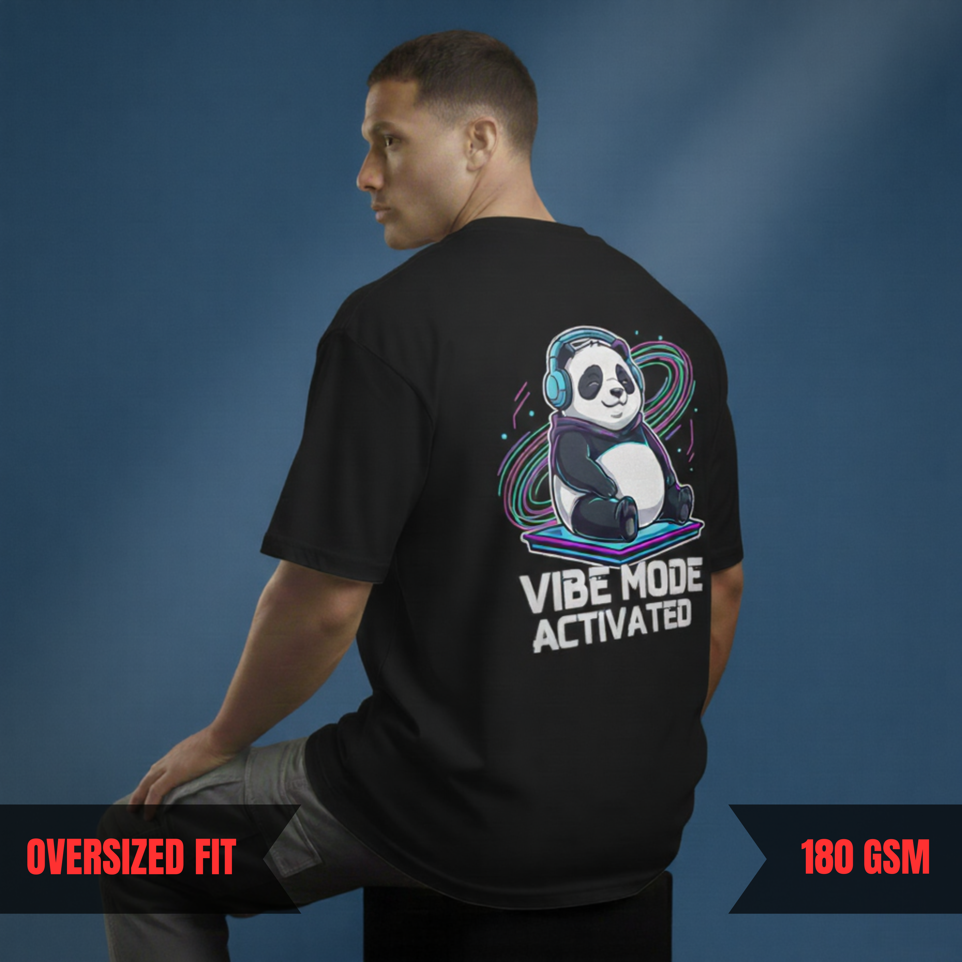 VIBE MODE ACTIVATED — Oversized Panda Tee (180 GSM)