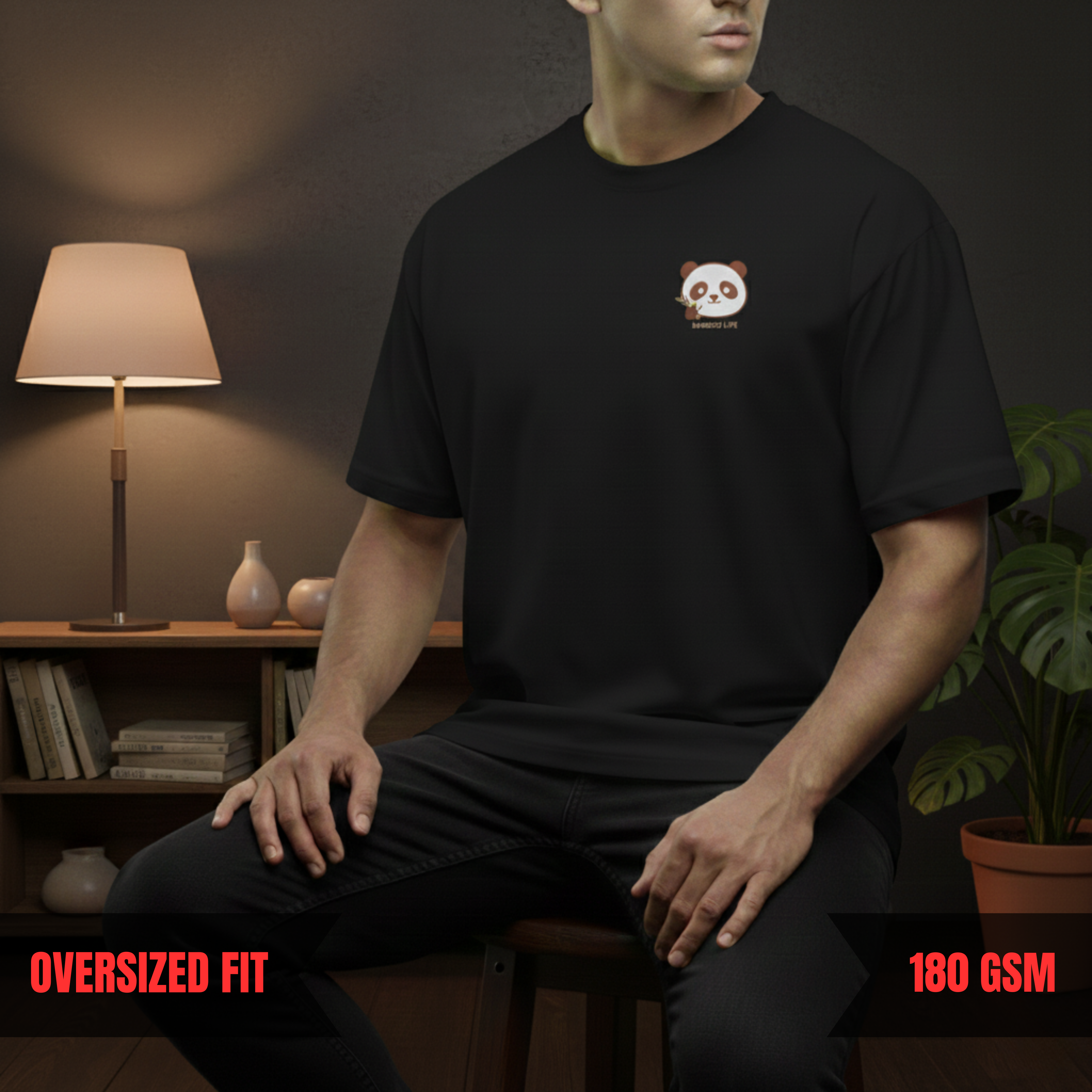 LIVE THE BAMBOO LIFE — Oversized Panda Tee (180 GSM)