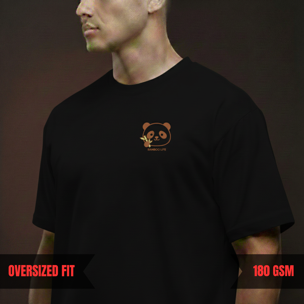 LIVE THE BAMBOO LIFE — Oversized Panda Tee (180 GSM)