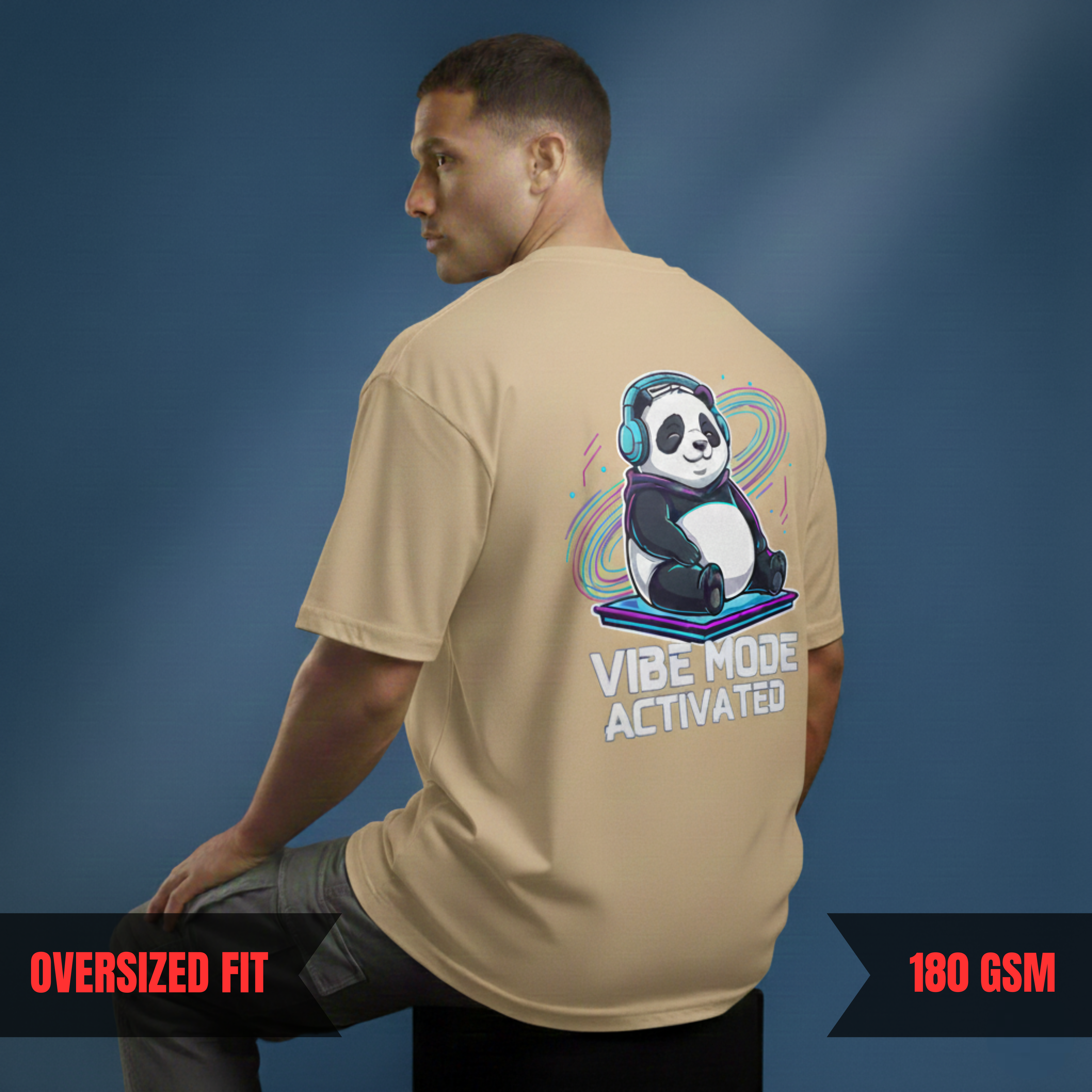 VIBE MODE ACTIVATED — Oversized Panda Tee (180 GSM)
