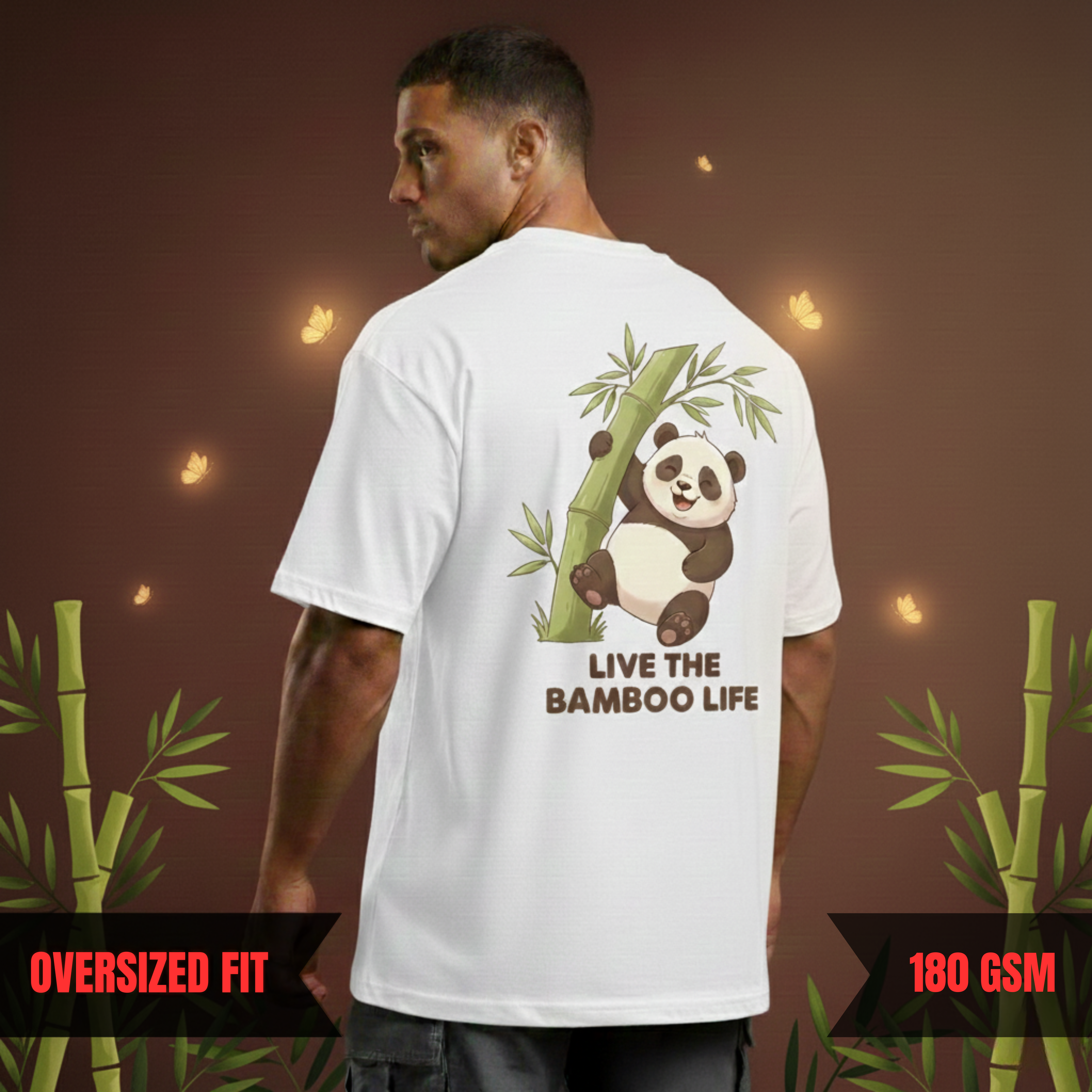 LIVE THE BAMBOO LIFE — Oversized Panda Tee (180 GSM)