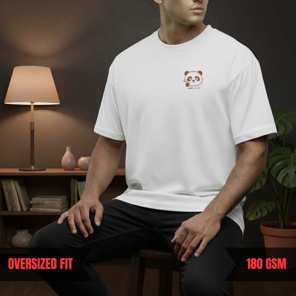 LIVE THE BAMBOO LIFE — Oversized Panda Tee (180 GSM)