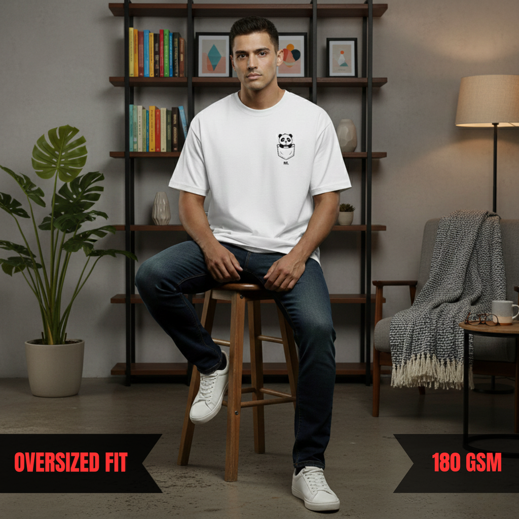 BREAKING THROUGH LIFE — Oversized Panda Tee (180 GSM)