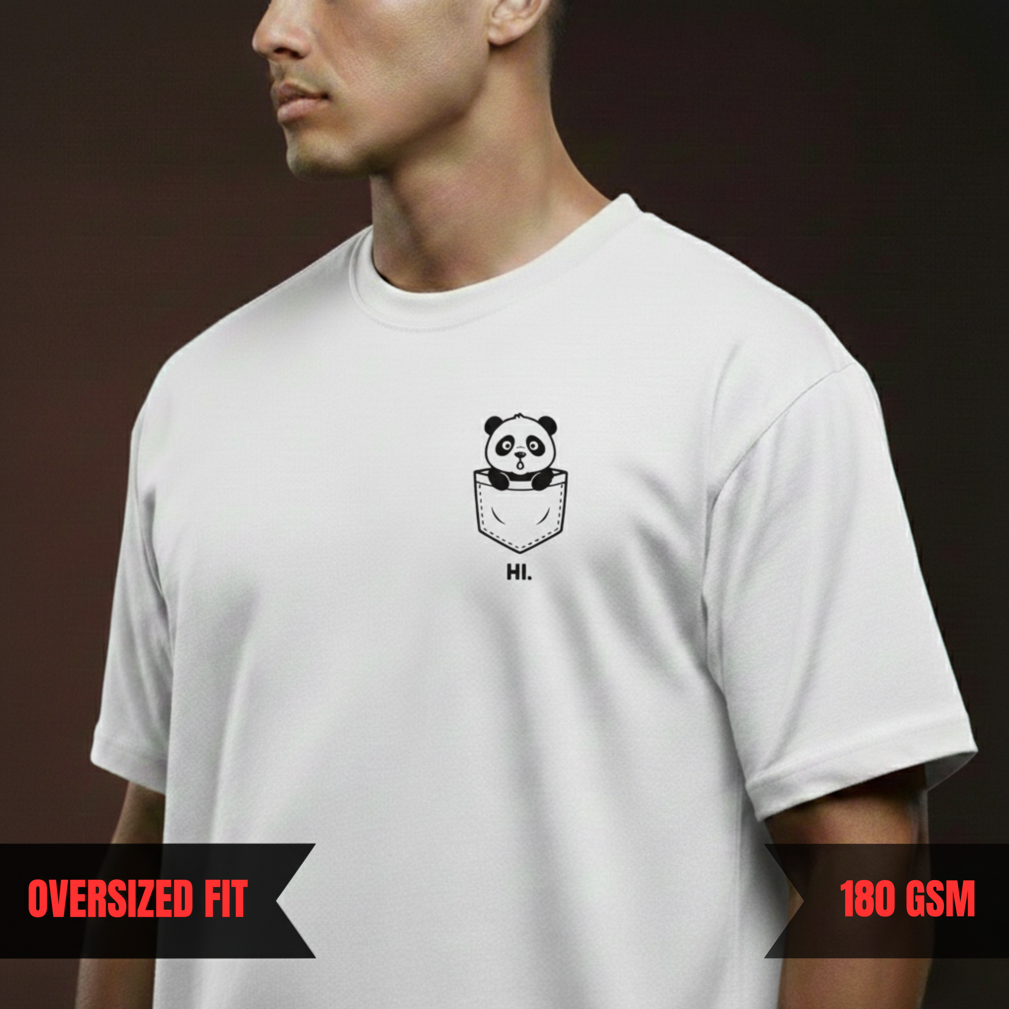 BREAKING THROUGH LIFE — Oversized Panda Tee (180 GSM)