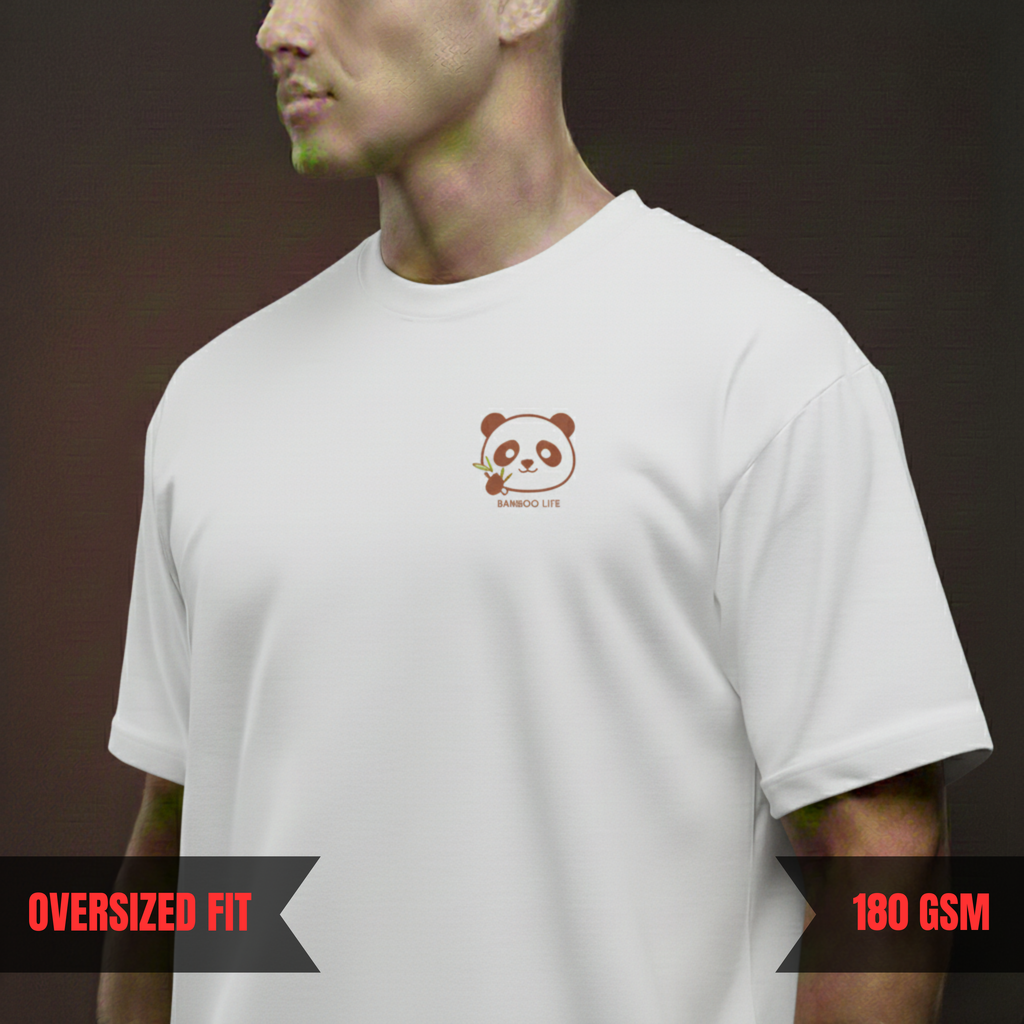 LIVE THE BAMBOO LIFE — Oversized Panda Tee (180 GSM)