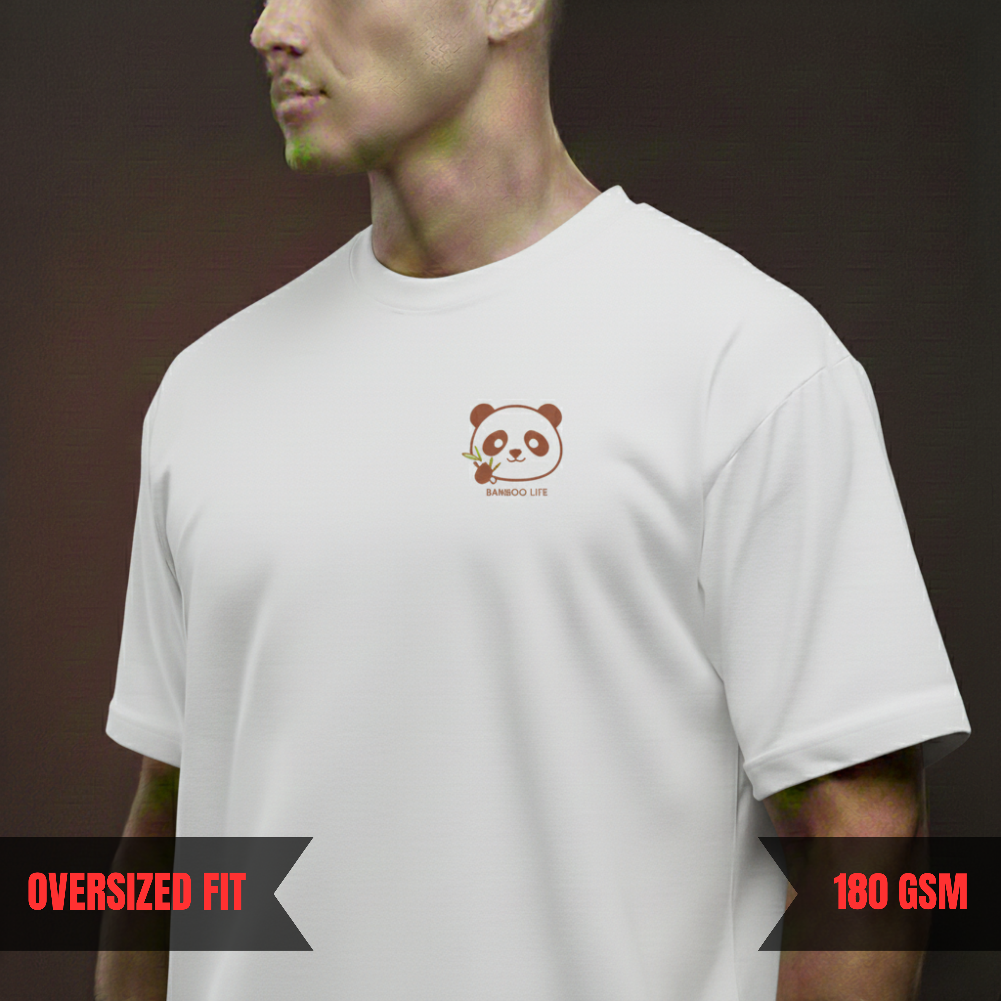LIVE THE BAMBOO LIFE — Oversized Panda Tee (180 GSM)