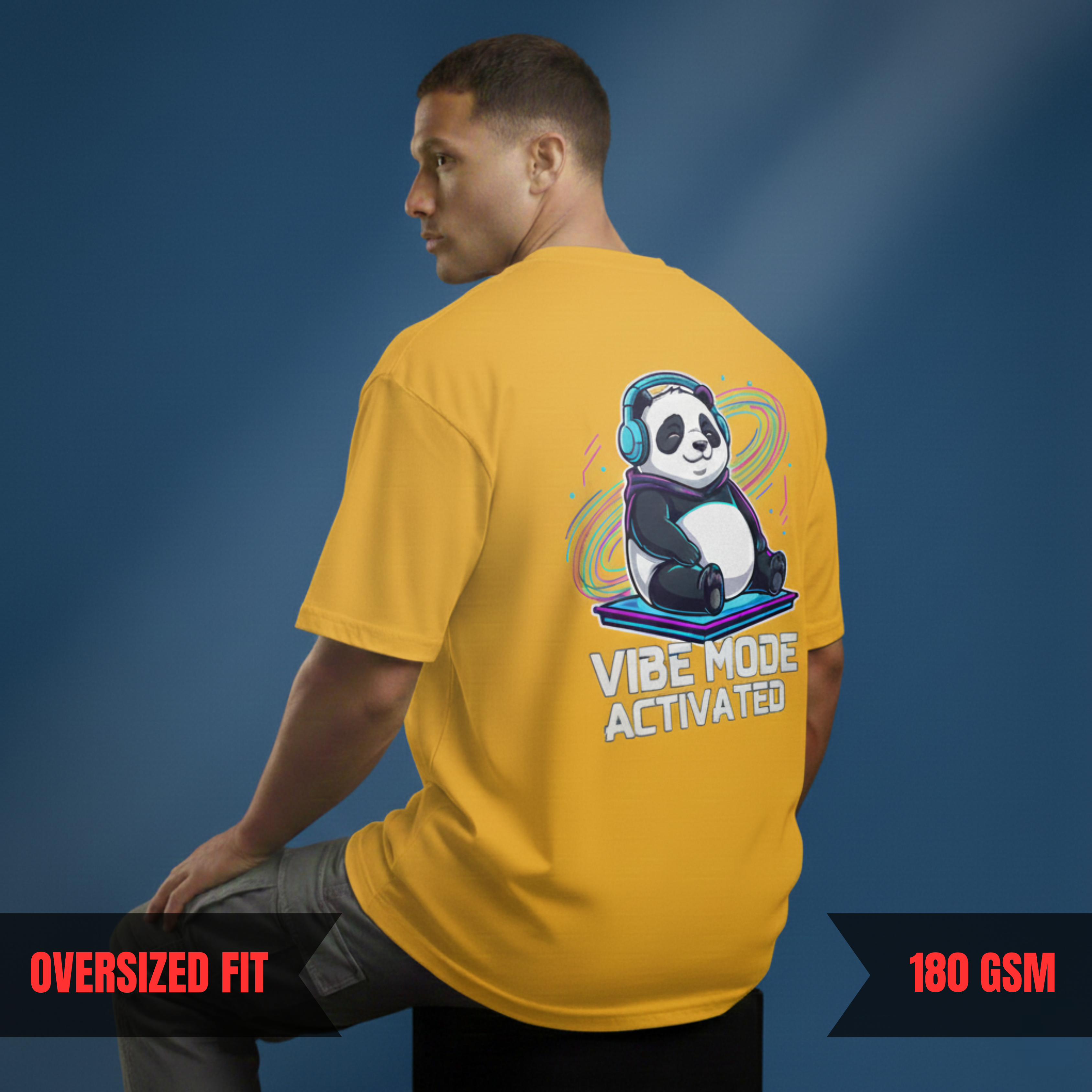 VIBE MODE ACTIVATED — Oversized Panda Tee (180 GSM)