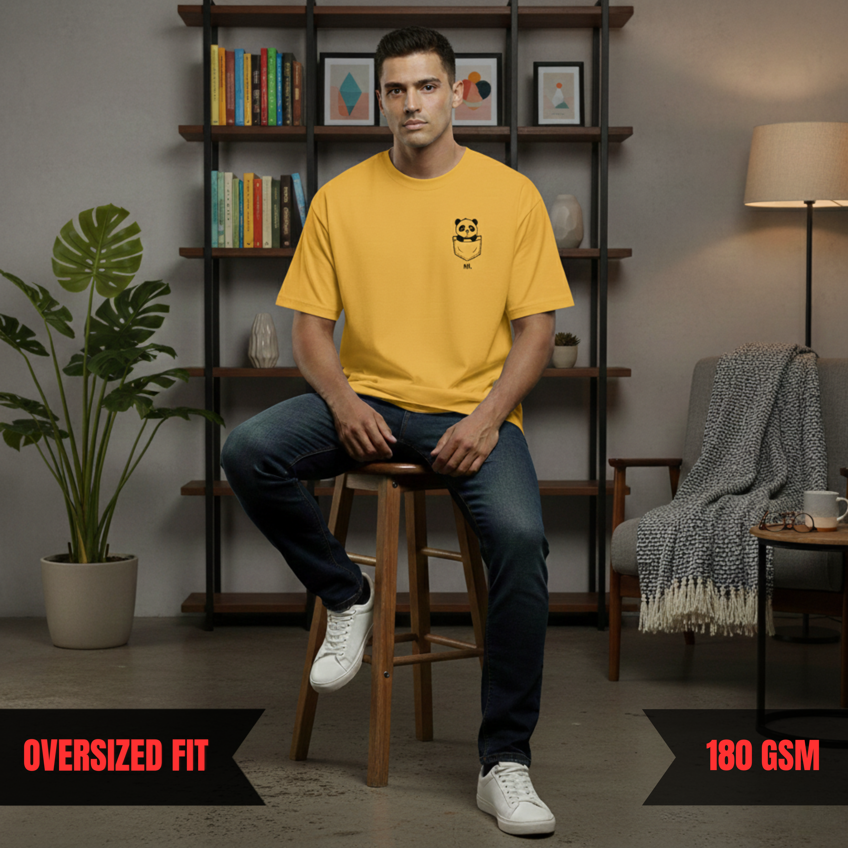 BREAKING THROUGH LIFE — Oversized Panda Tee (180 GSM)